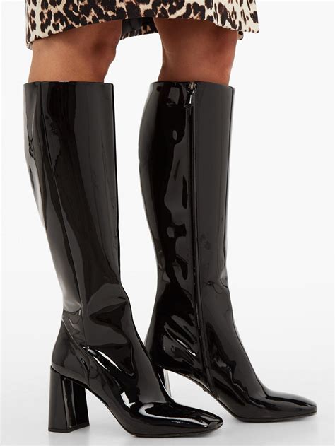 black prada high heel boots|Prada genuine leather boots.